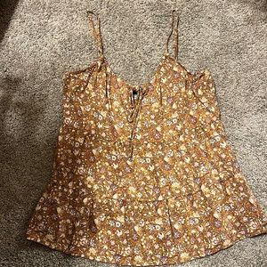 Flowered, spaghetti, strap tank top